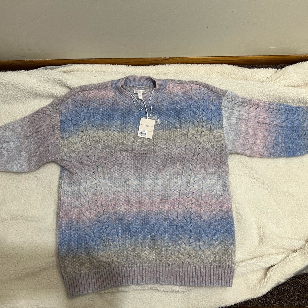 Beautiful pink and blue Lauren Conrad sweater new with tags